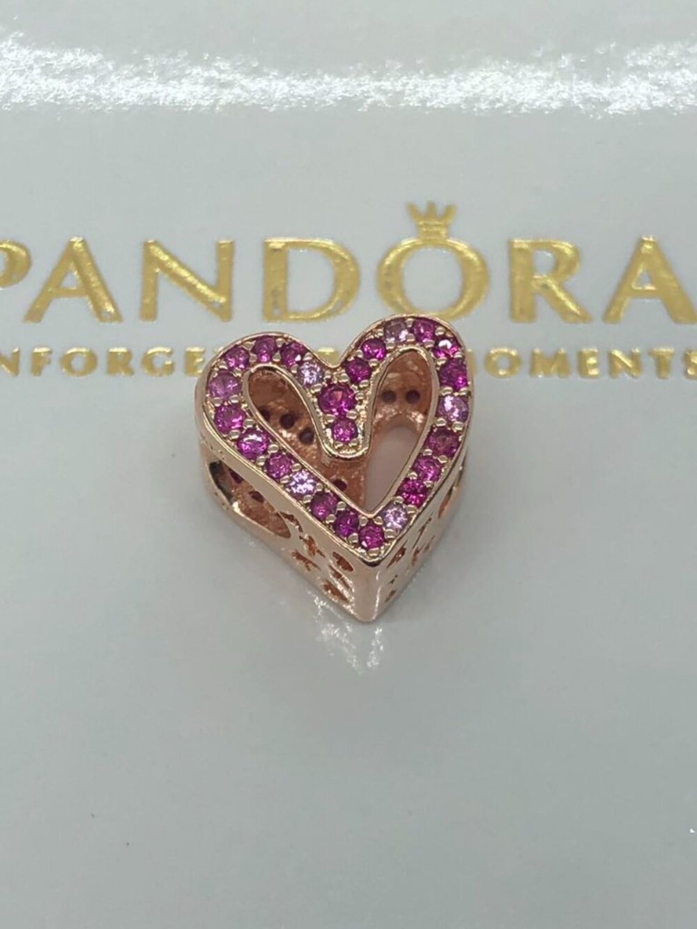 Pandora Sparkling Ruby Red & Pink Freehand Heart Charm